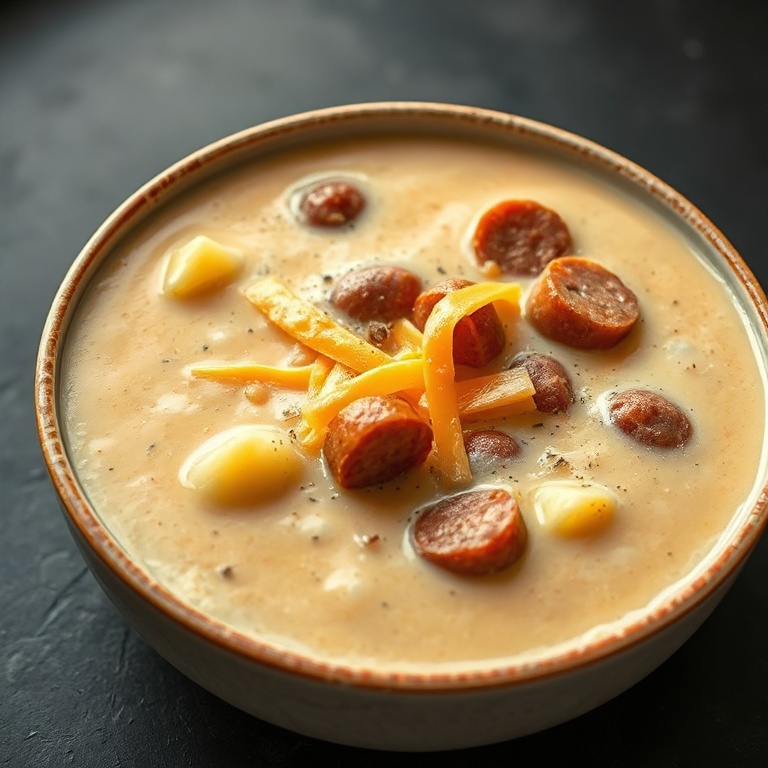 cajun potato soup with sausage and cheddar