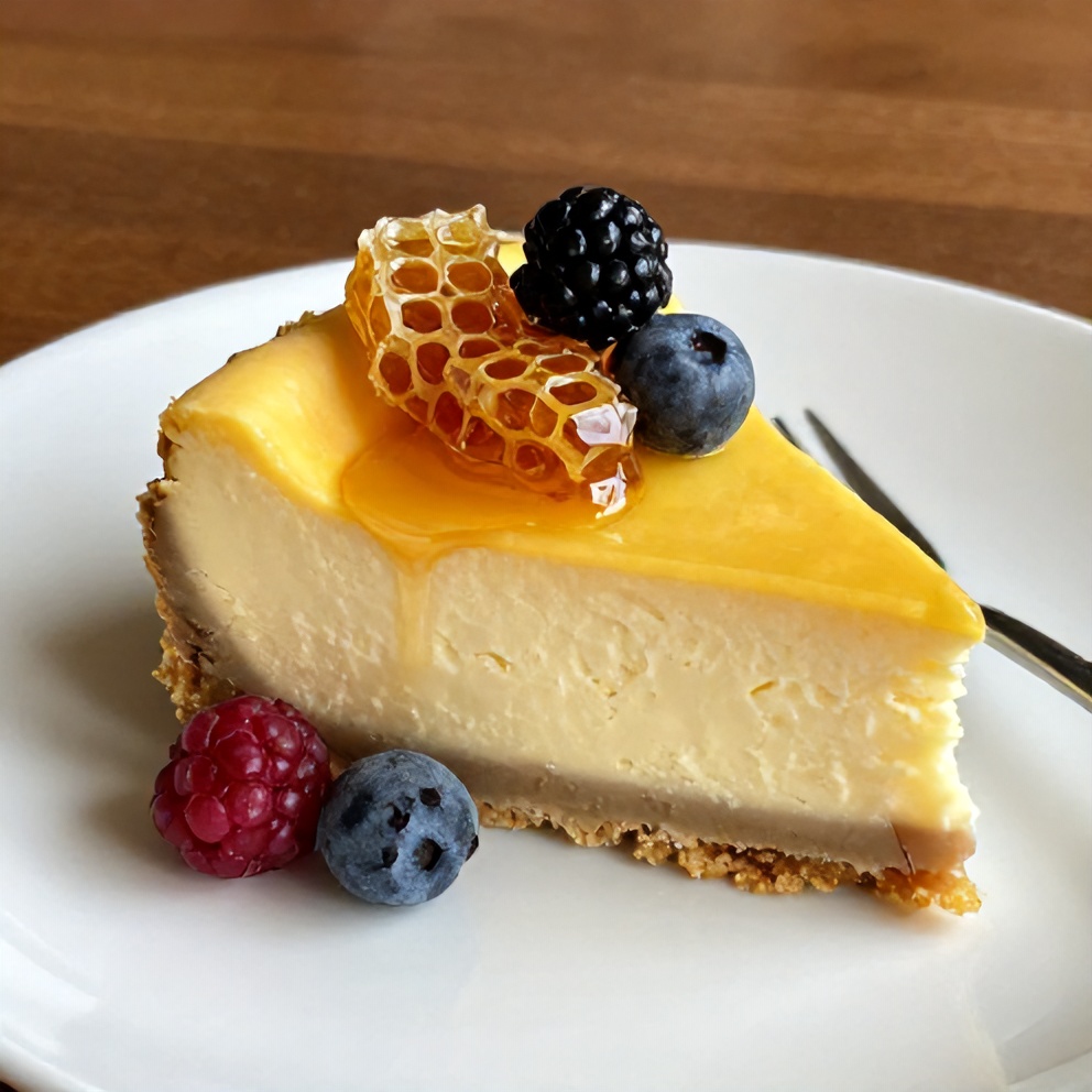 Lemon Lavender Cheesecake with Honeycomb Topping