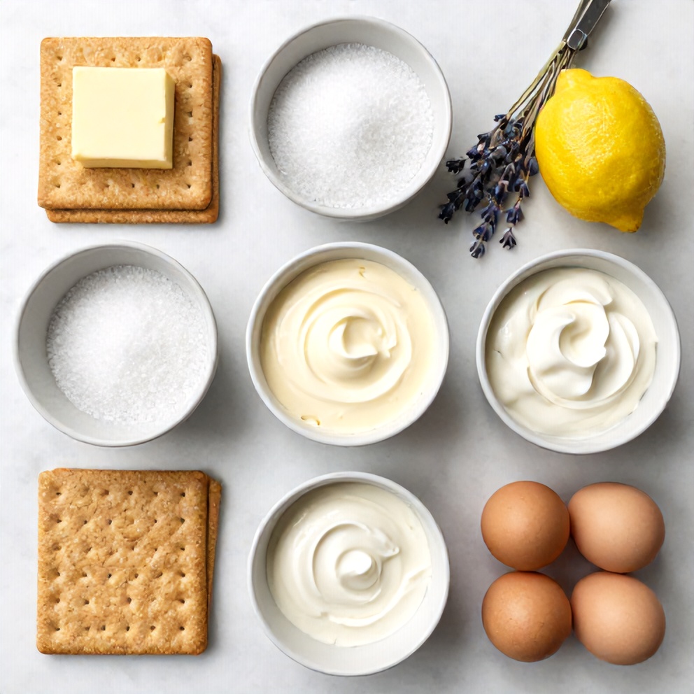Raw Ingredients for Lemon Lavender Cheesecake