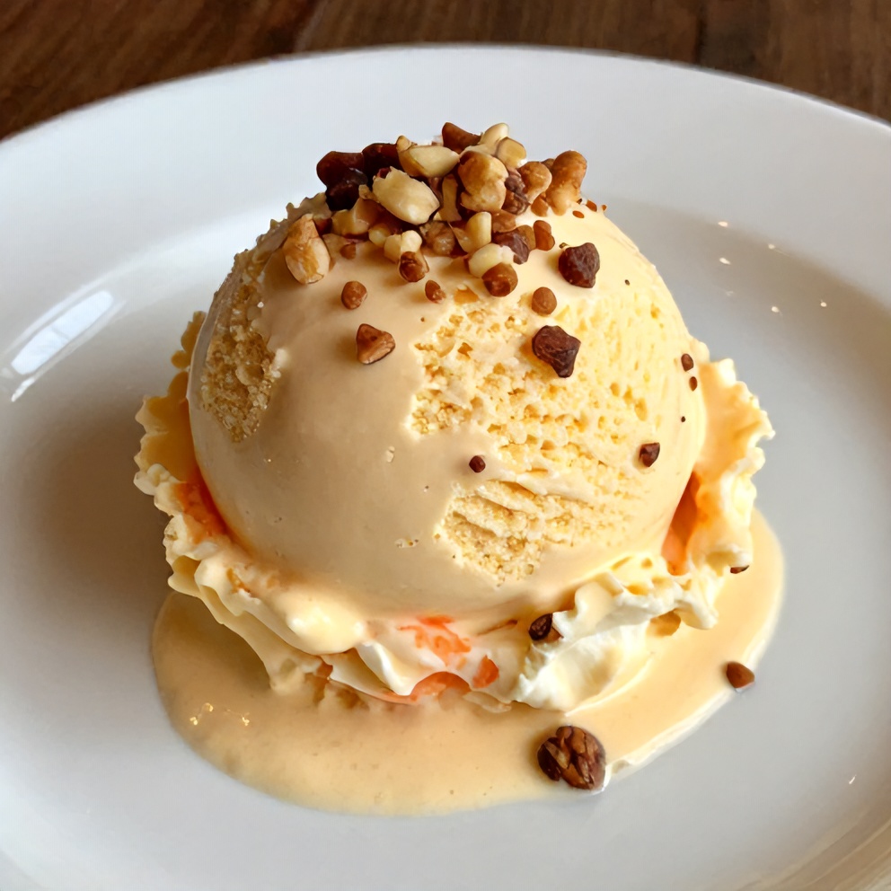 Scoop of Creamy Carrot Cake Ice Cream