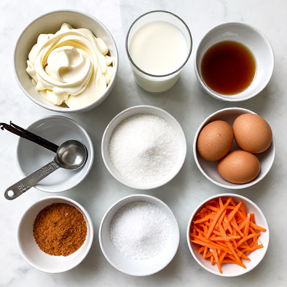 Raw Ingredients for Creamy Carrot Cake Ice Cream