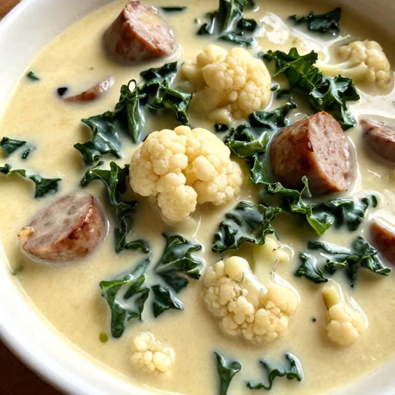 creamy cauliflower sausage kale soup