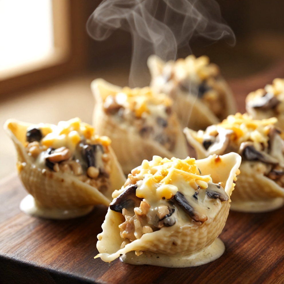 creamy garlic mushroom stuffed shells
