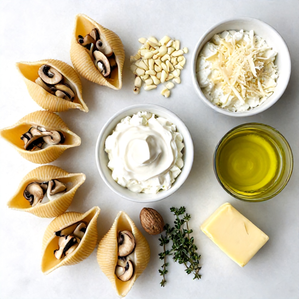 Creamy Garlic Mushroom Stuffed Shells Ingredients