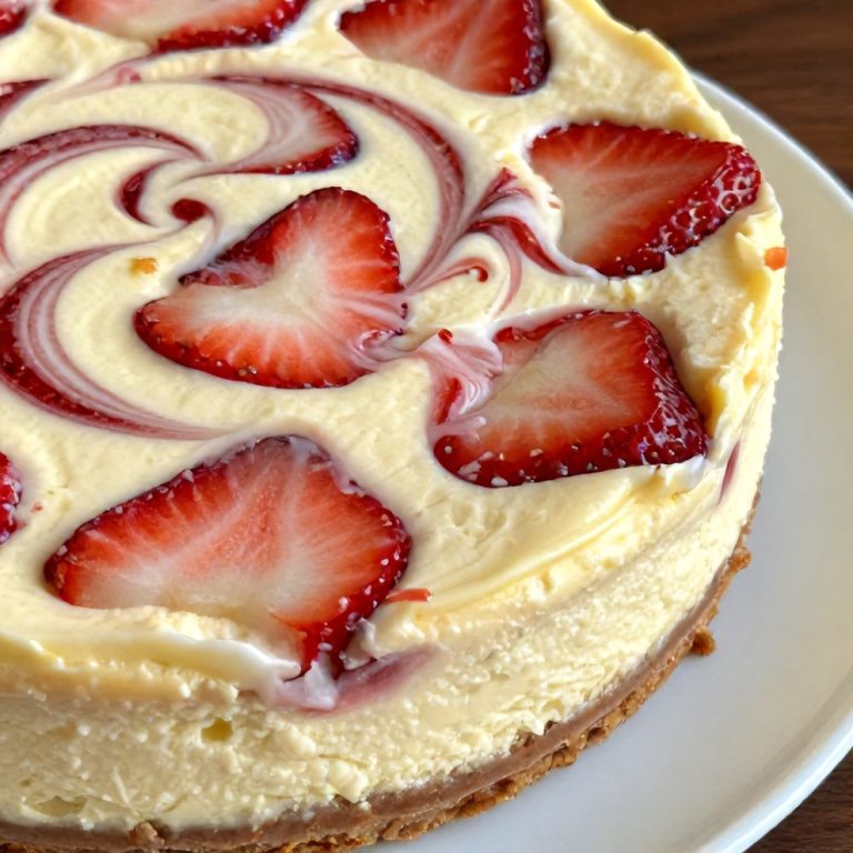 Creamy Strawberry Swirl Cheesecake