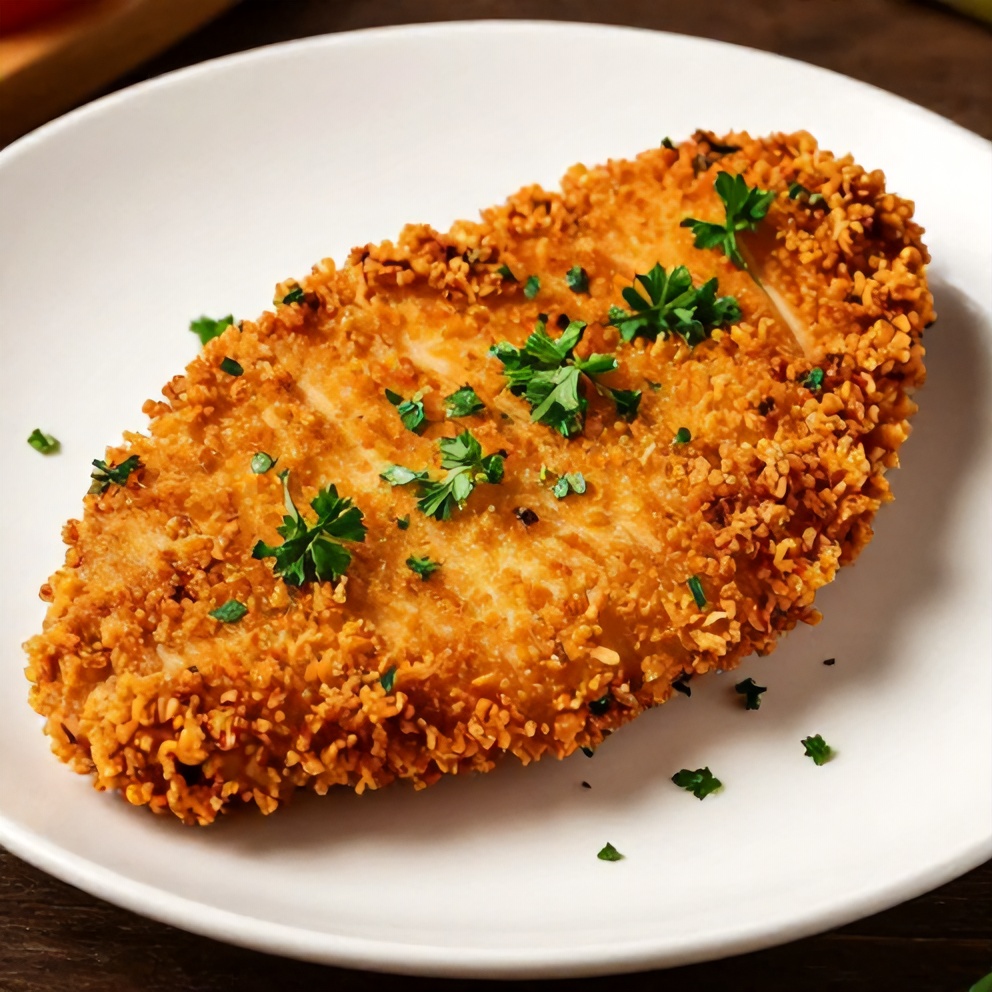 Plated Air Fryer Chicken Cutlets ready to serve