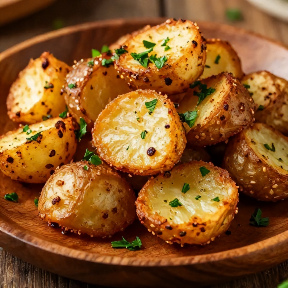 Crispy Air Fryer Smashed Potatoes Close-Up