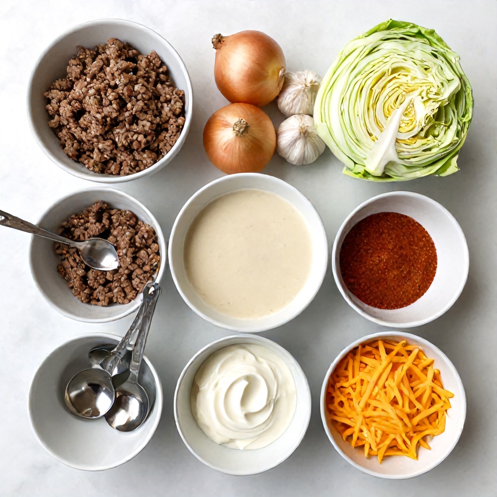 Cabbage Burger Bake Ingredients