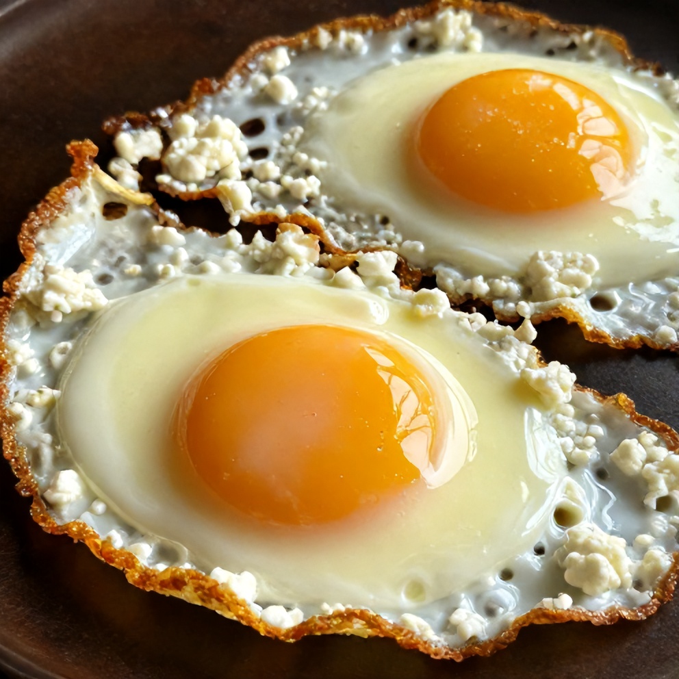 crispy feta fried eggs