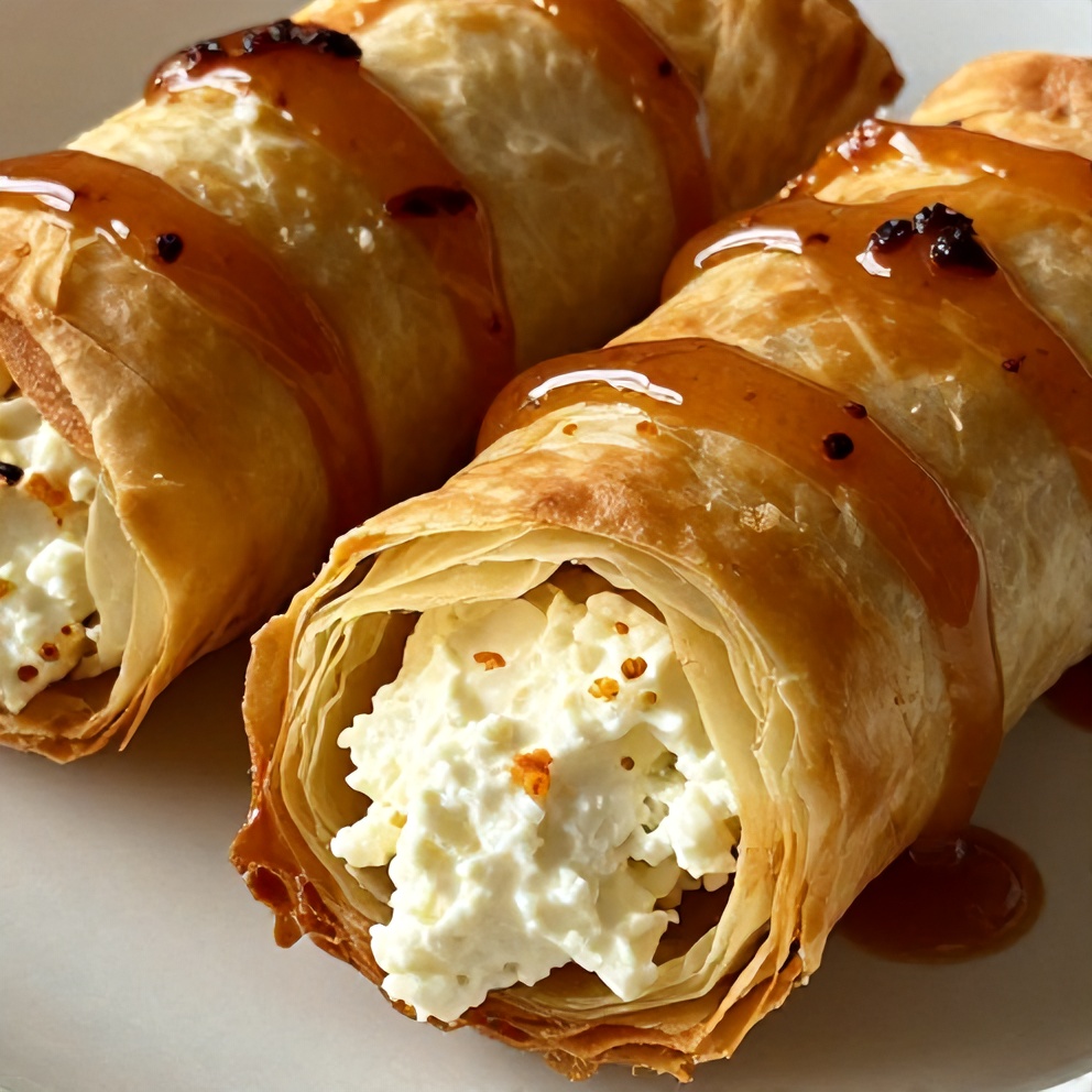 crispy feta phyllo rolls