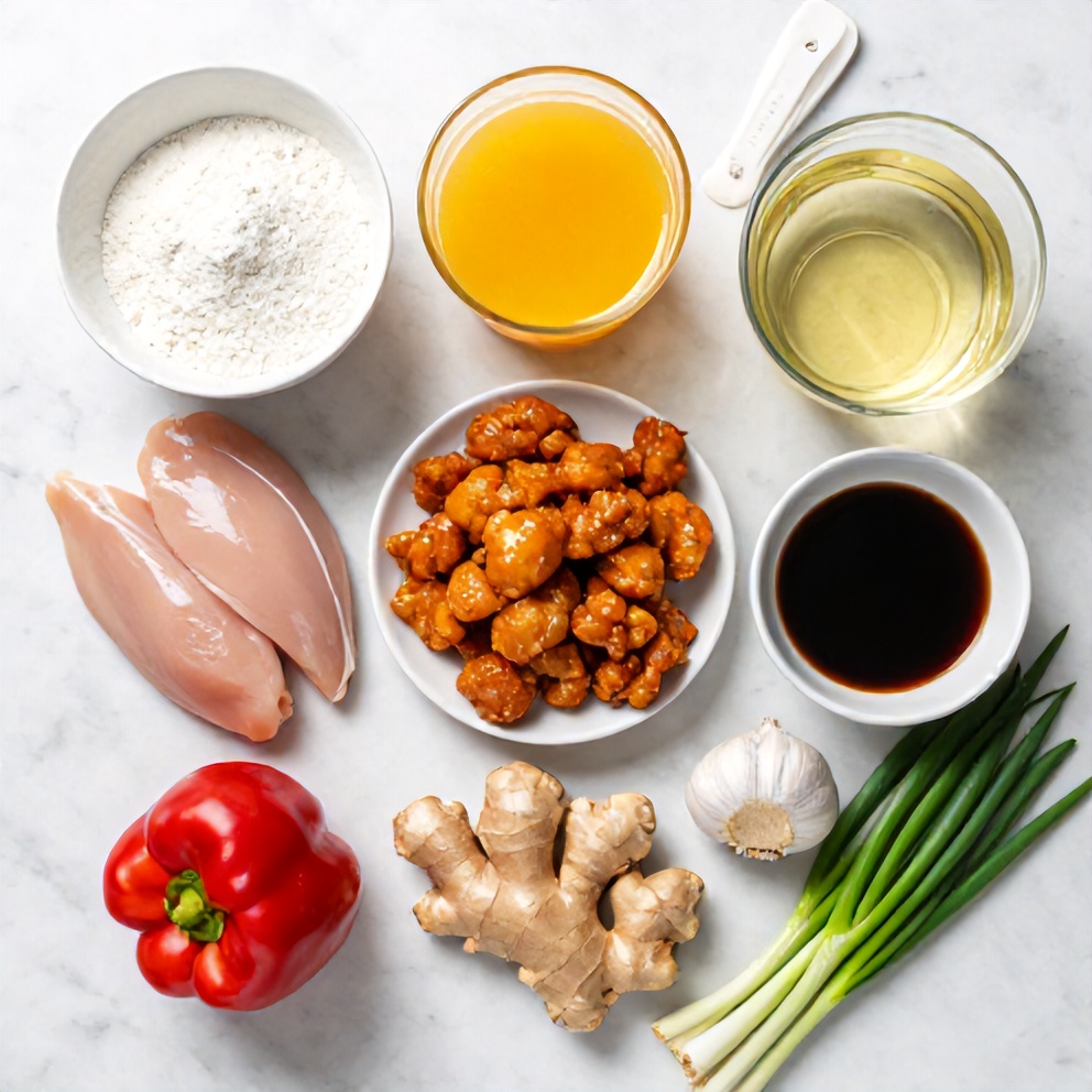 Raw ingredients for Crispy Gluten-Free Orange Chicken