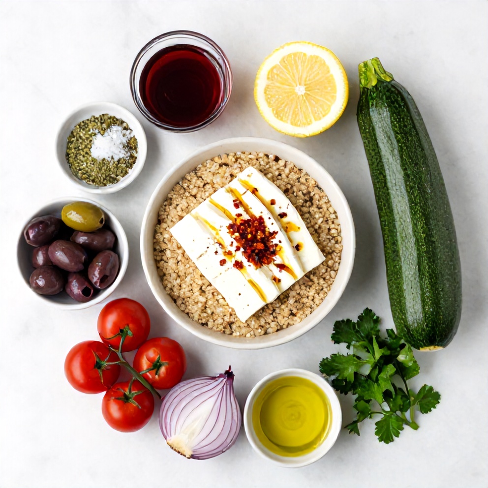 Greek Grain Bowl Ingredients