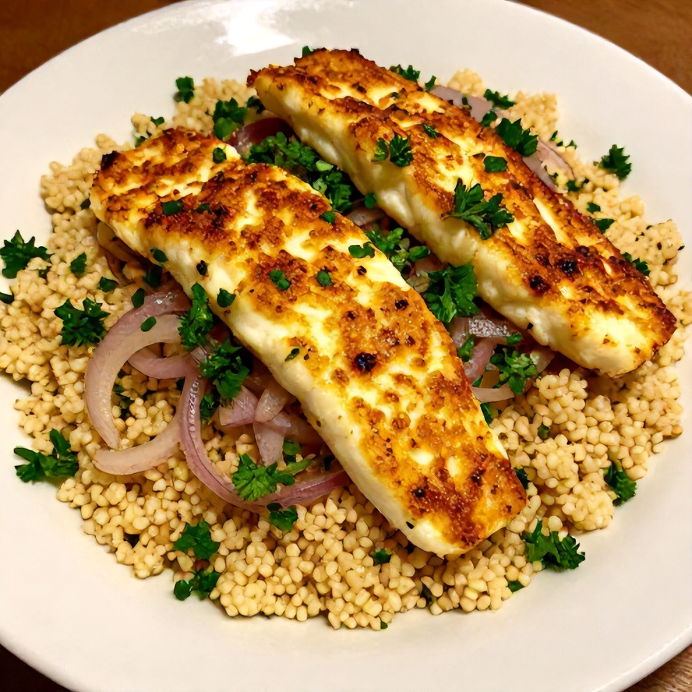 Plated Halloumi Couscous Salad