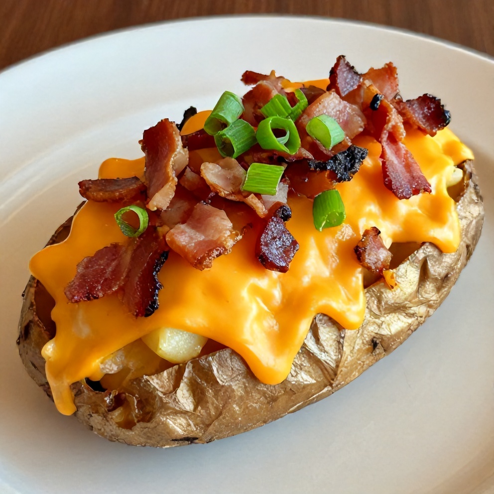 Crispy Loaded Baked Potatoes with Cheddar and Bacon