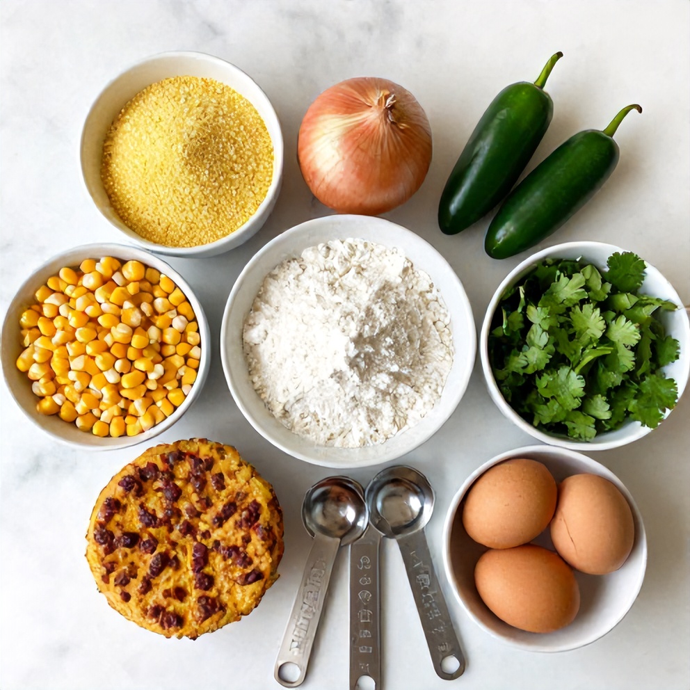 Raw ingredients for Mexican street corn fritters