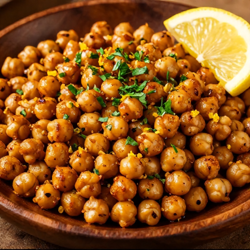 Plated Za’atar Roasted Chickpeas with Lemon Zest