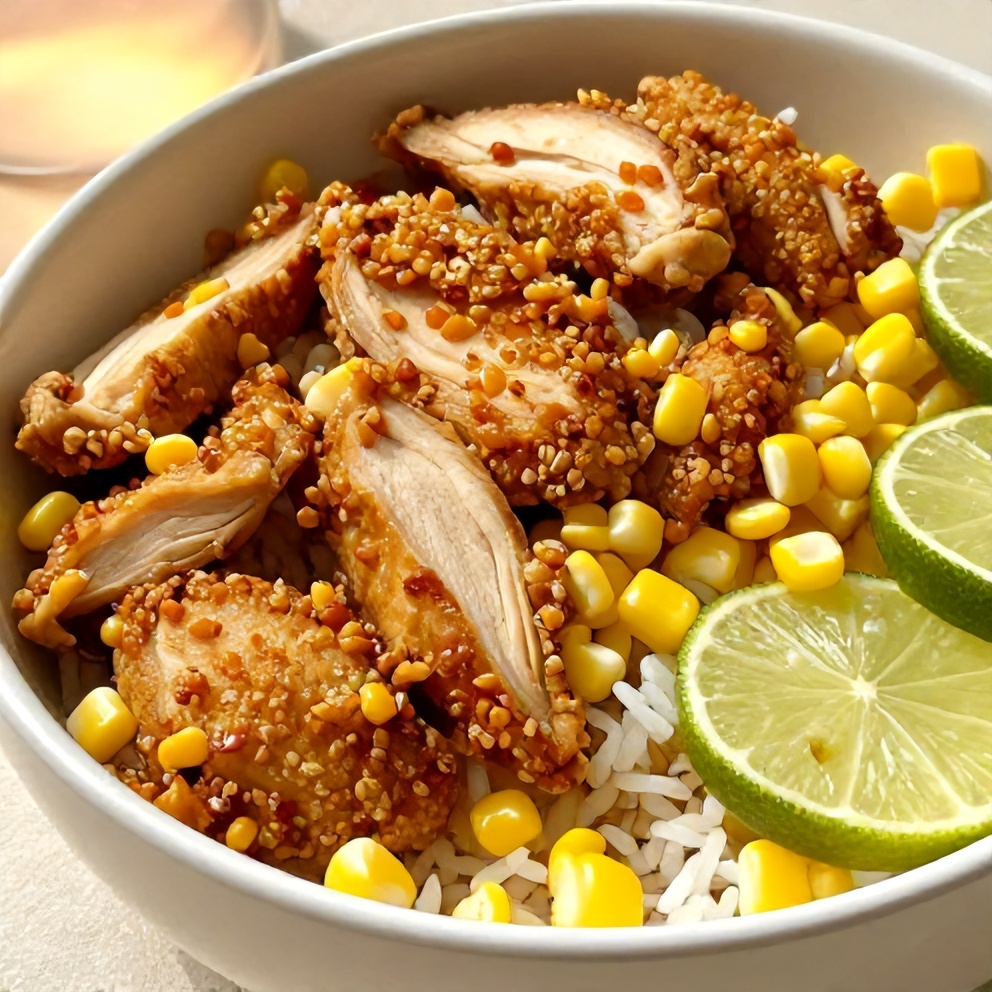 Easy 30-Minute Street Corn Chicken Rice Bowl