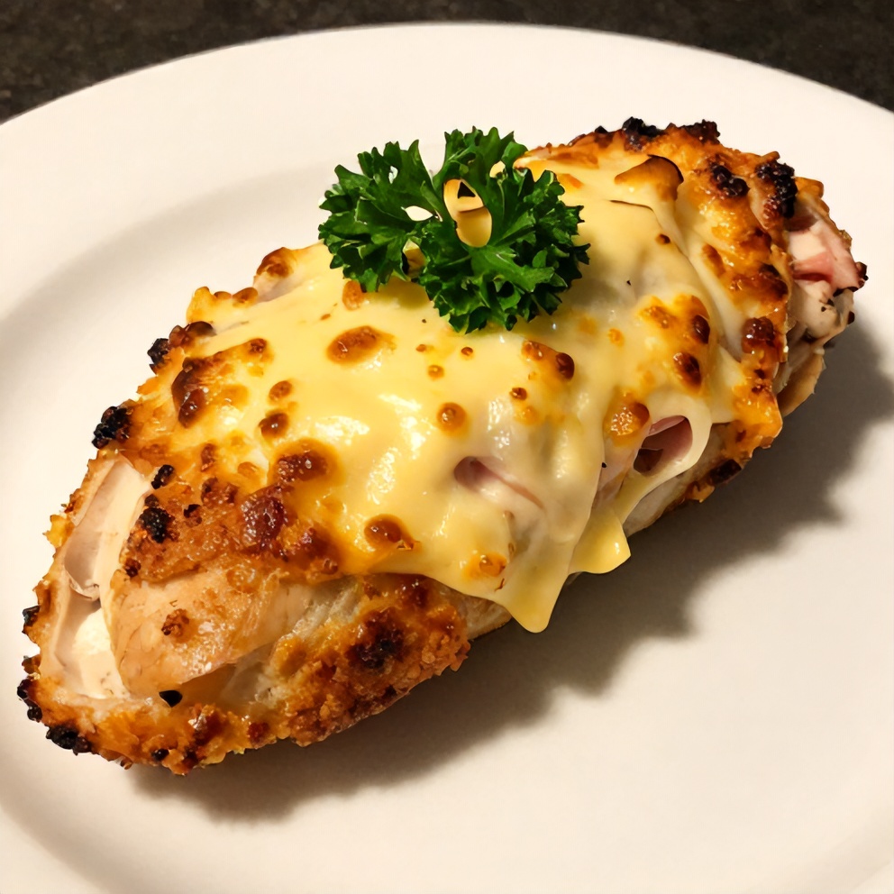 Plated serving of baked chicken roll ups