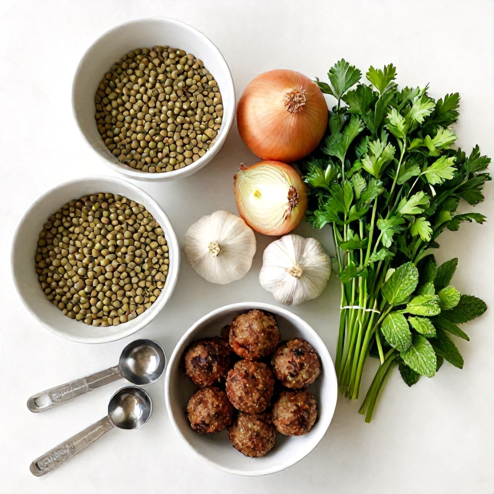 Ingredients for Easy Baked Greek Lentil Meatballs