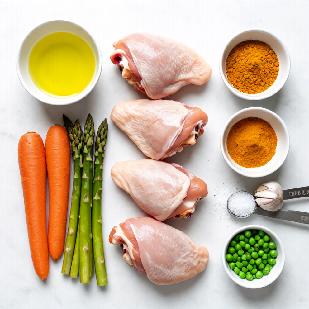 Raw ingredients for Easy Baked Turmeric Chicken