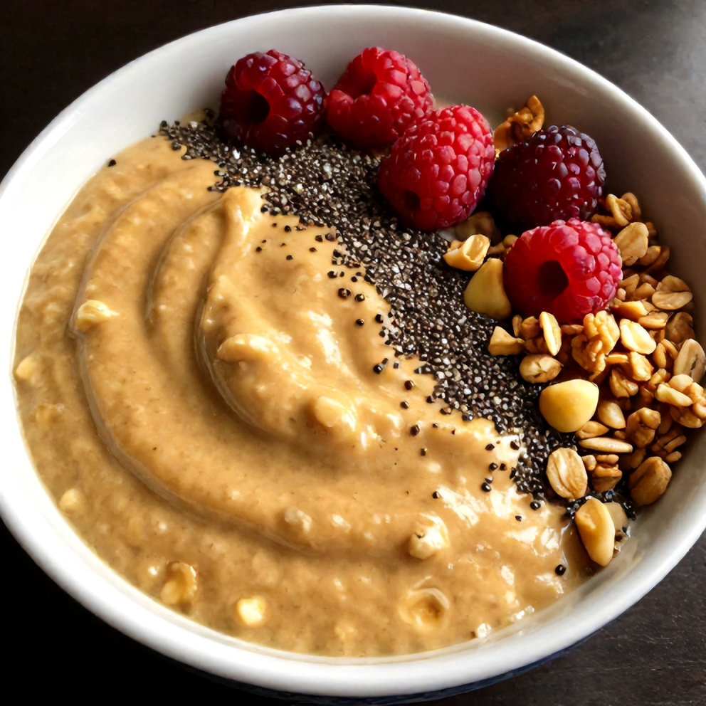 Finished Banana Peanut Butter Oat Smoothie Bowl