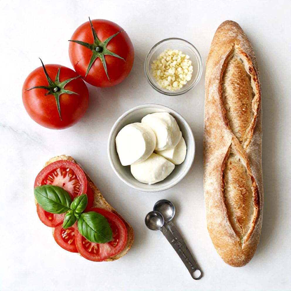 Raw ingredients for easy bruschetta