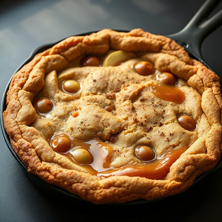 easy caramel apple cookie skillet