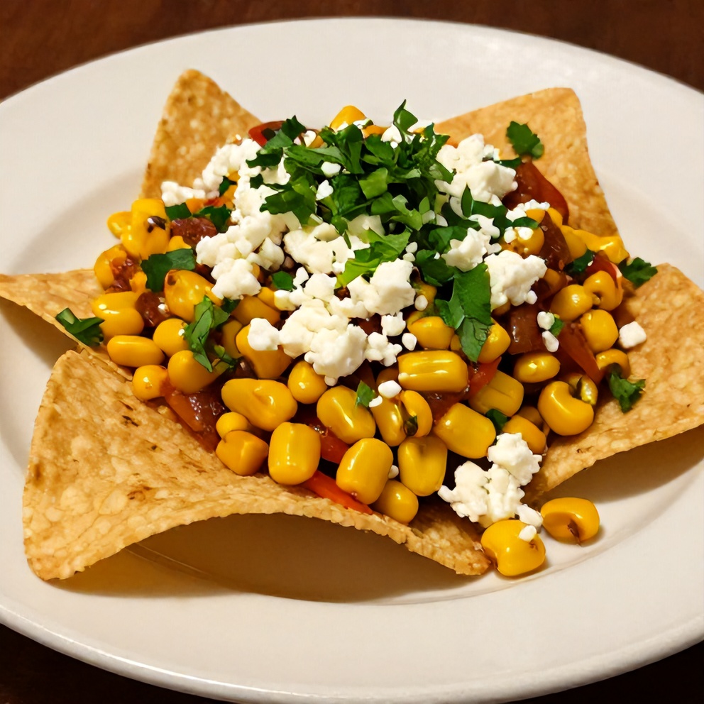 Easy chipotle corn salsa served on a tortilla chip