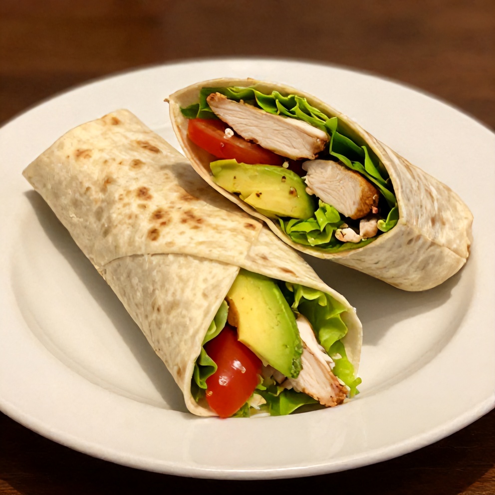 Chicken Avocado Wrap ready to serve