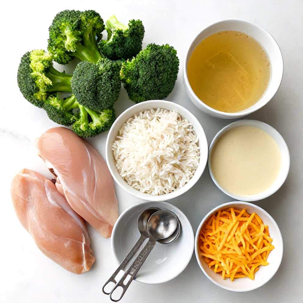 Raw ingredients for easy crockpot chicken and rice
