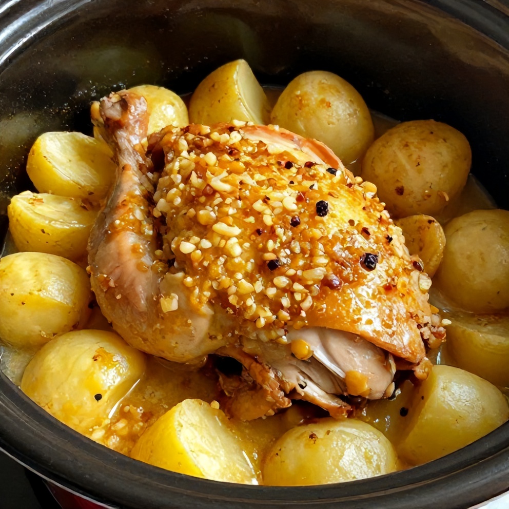 Easy Crockpot Garlic Parmesan Chicken and Potatoes