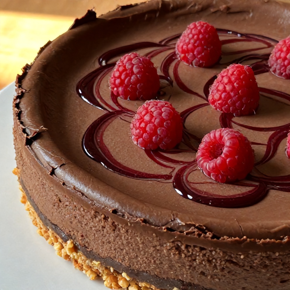 Easy Dark Chocolate Raspberry Cheesecake