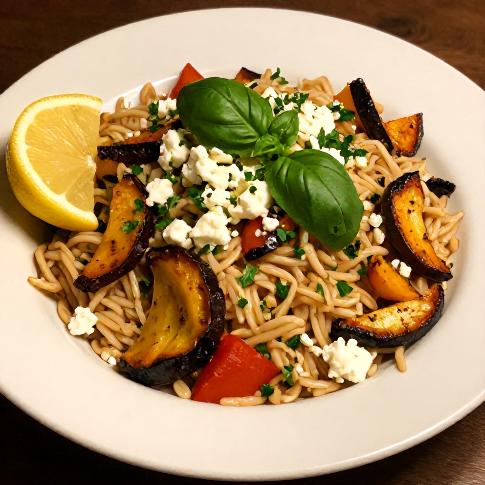 Plated Farro Salad with Roasted Vegetables