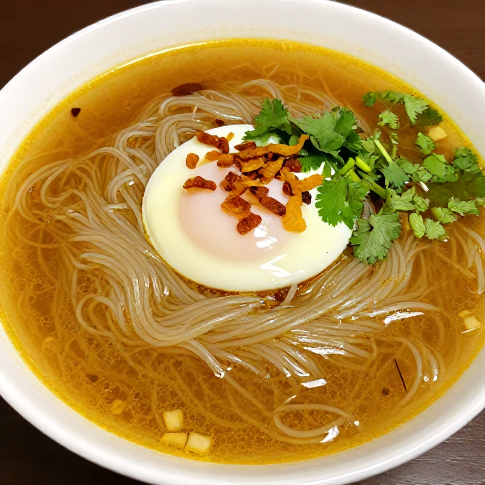 Ginger Garlic Broth with Rice Noodles