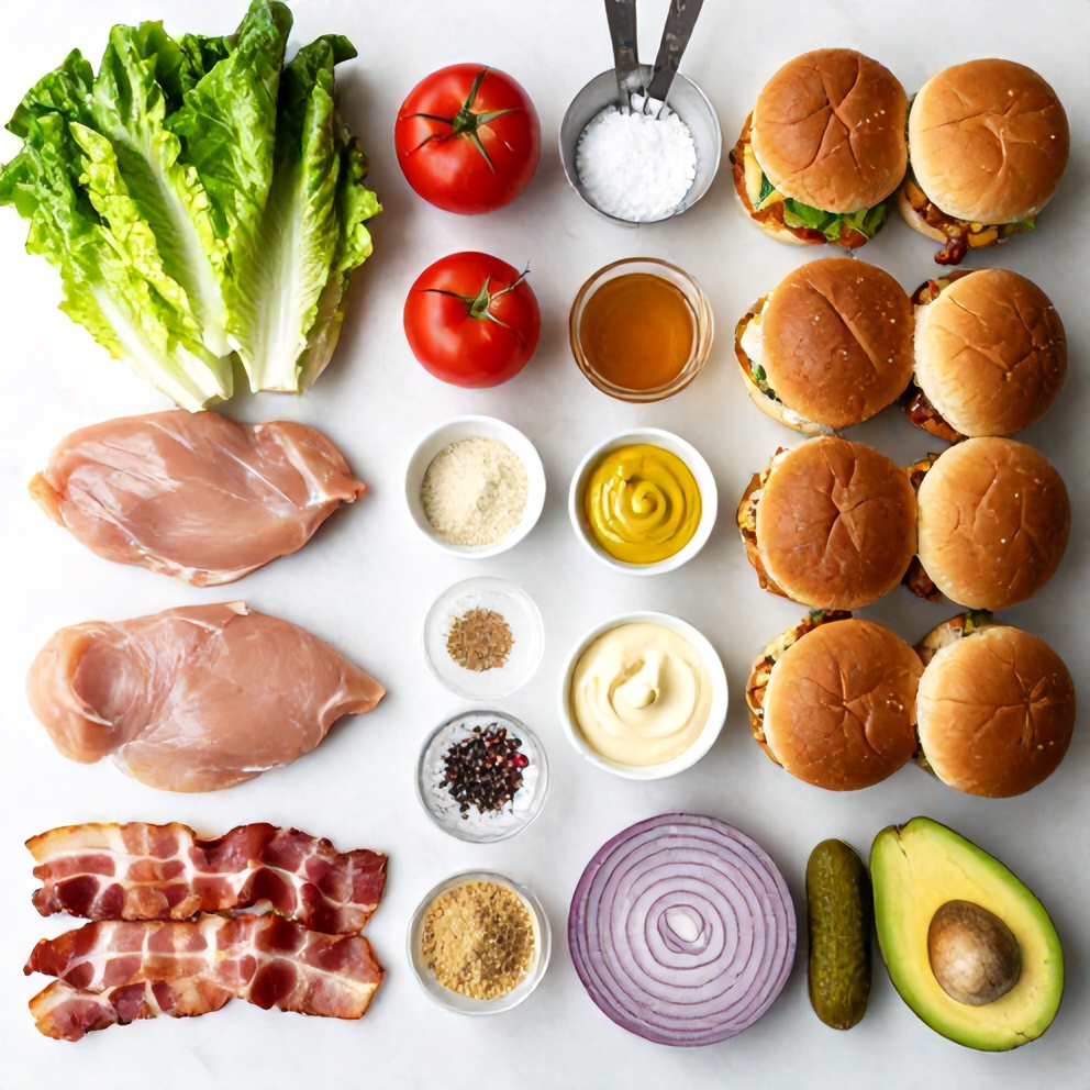 Raw Ingredients for Honey Mustard BLT Chicken Sliders