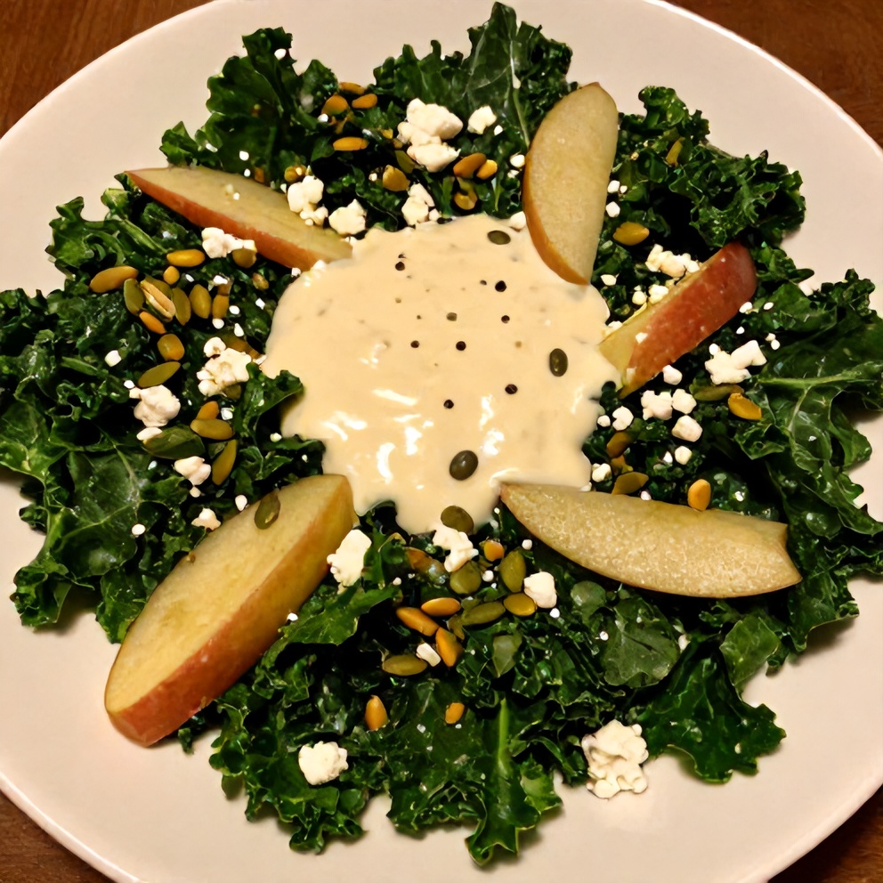 Kale Apple Salad with Lemon Tahini Dressing