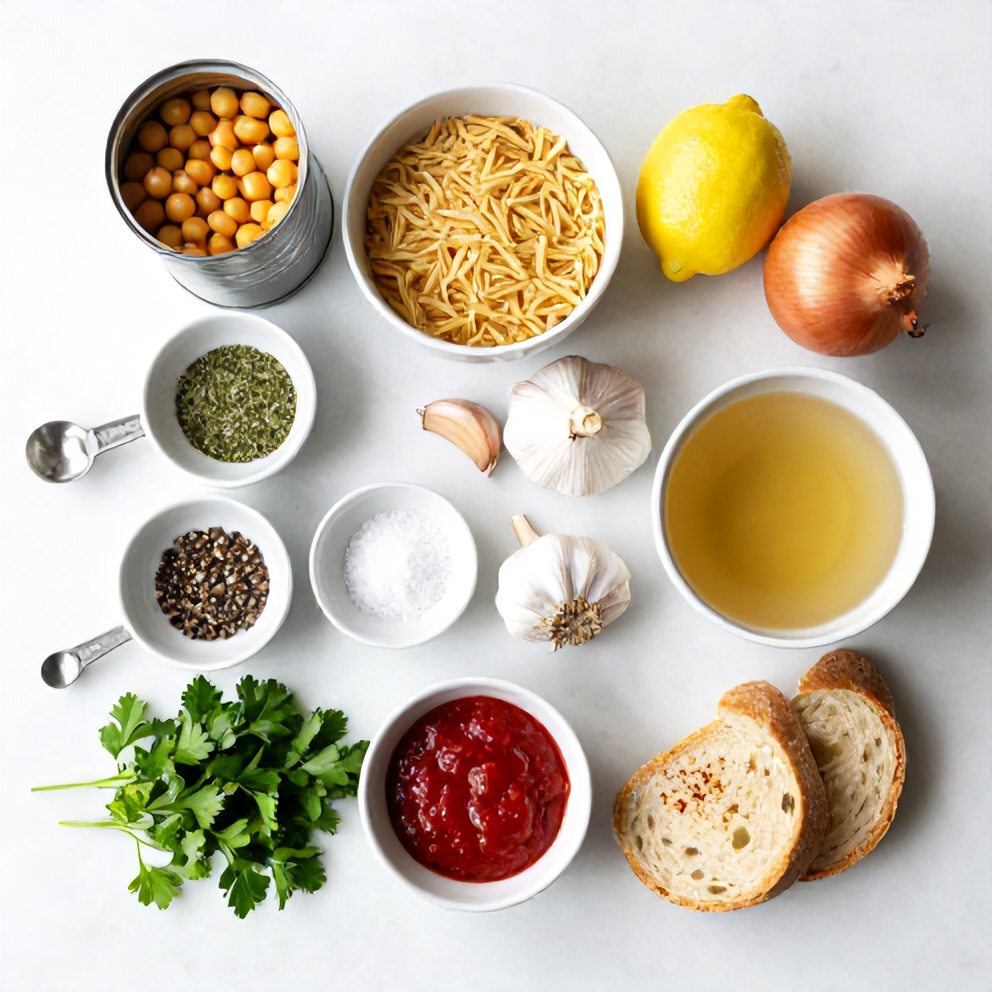 Raw ingredients for Lemon Chickpea Orzo Soup