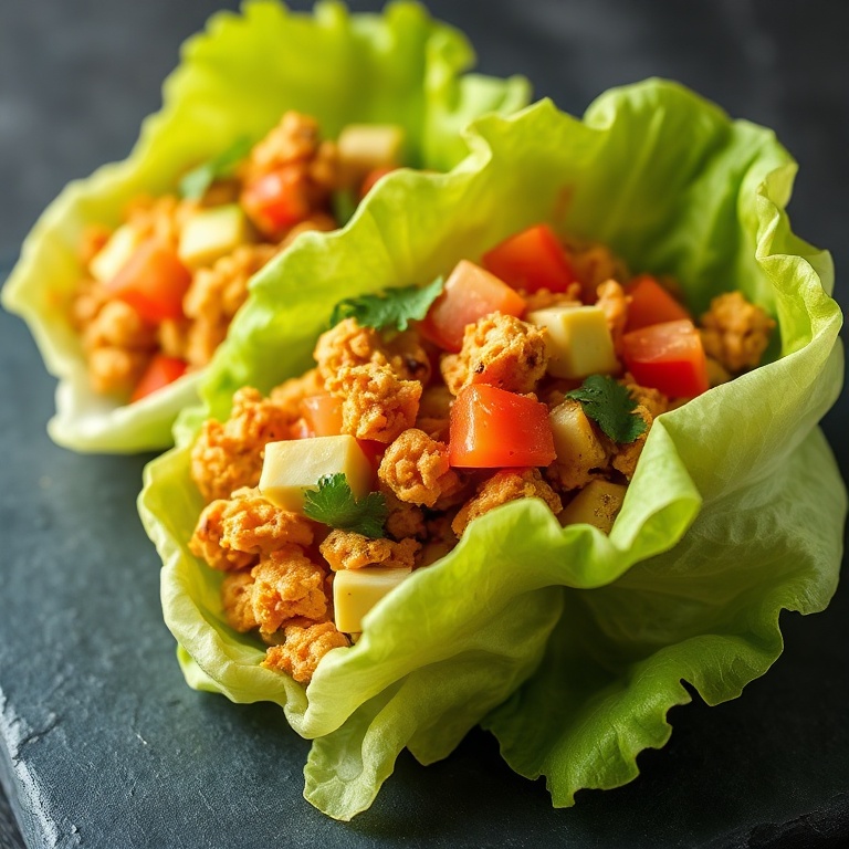 easy loaded chicken lettuce cups