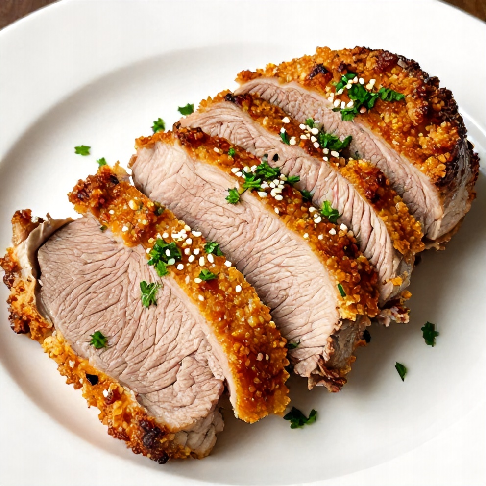 Maple Dijon Pork Tenderloin sliced and served