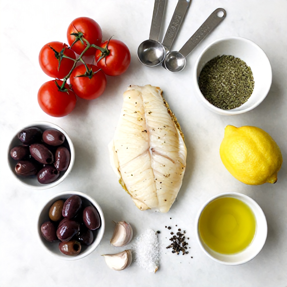 Raw Ingredients for Mediterranean Baked Cod