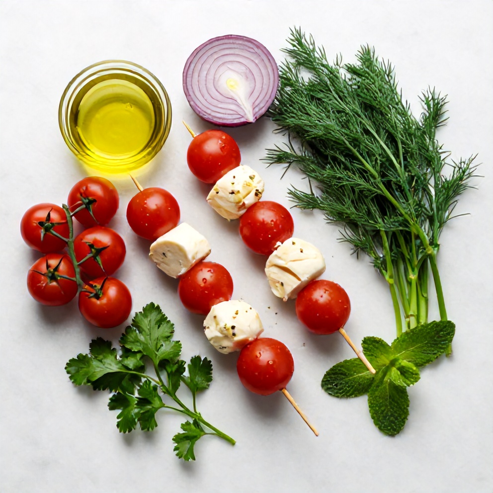 Raw Ingredients for Halloumi Skewers