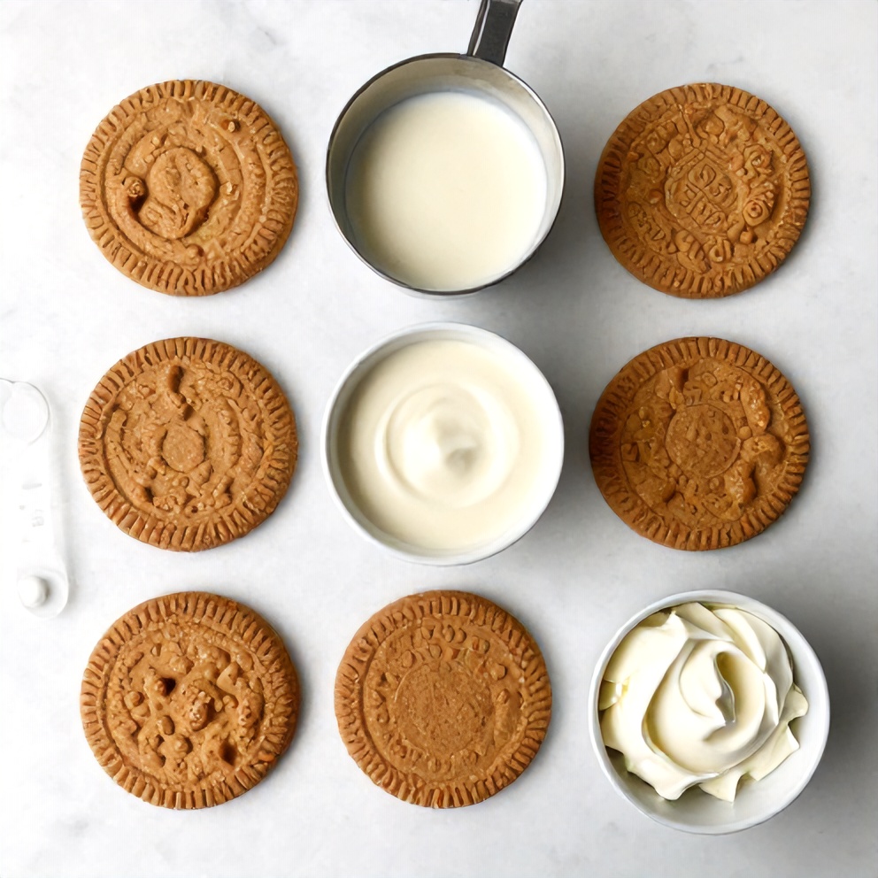 Biscoff cookies, cream cheese, and other ingredients for No-Bake Biscoff Cheesecake Cups