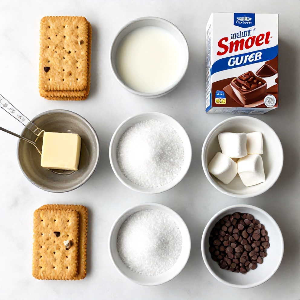 Raw Ingredients for No Bake S’mores Pudding Cups