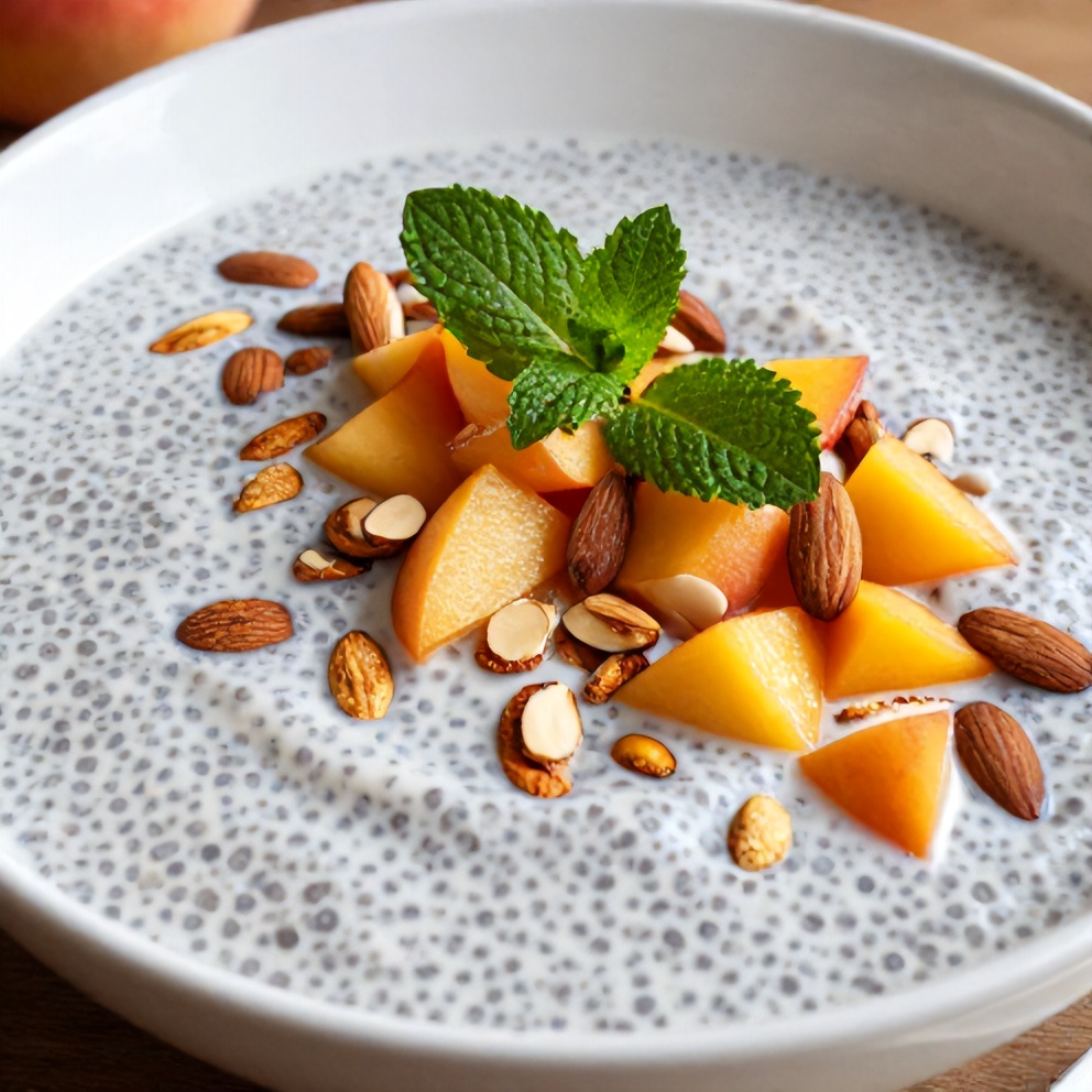 Peach Chia Pudding with Almonds