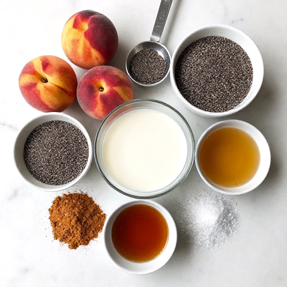 Raw Ingredients for Peach Chia Pudding