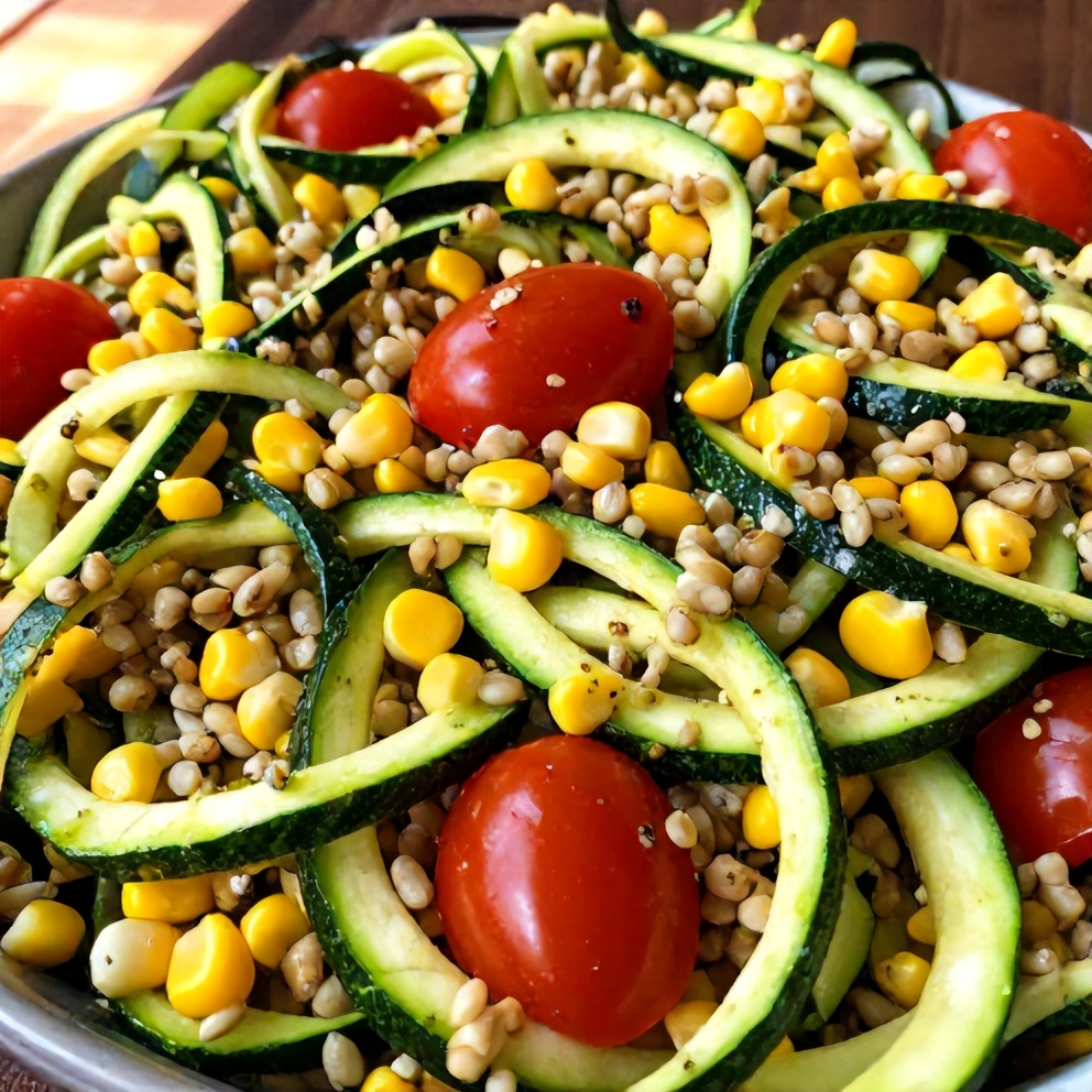 Easy Pesto Zucchini Corn Quinoa Salad