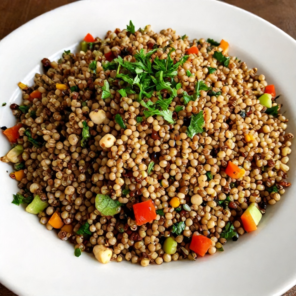 Plated serving of Quinoa Tabbouleh Salad
