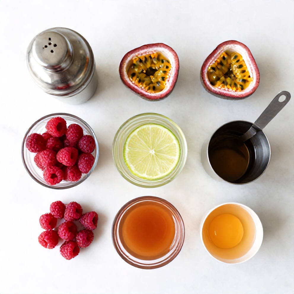 Raspberry Passionfruit Tequila Sour Ingredients