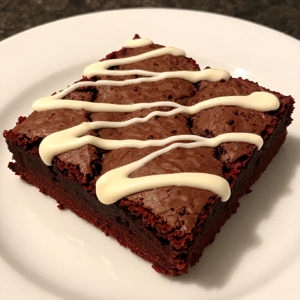 Red Velvet Brownies with White Chocolate Drizzle
