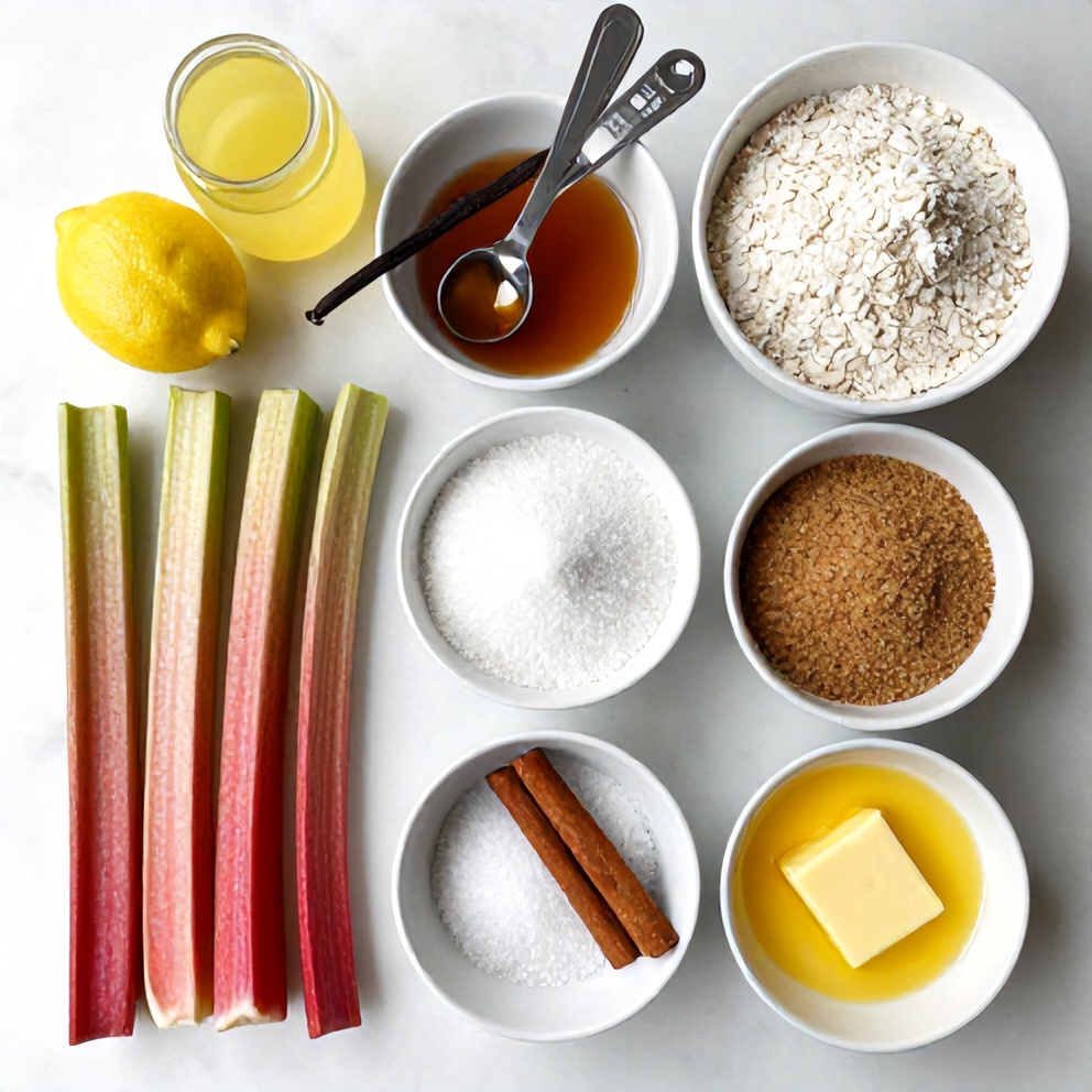Raw Ingredients for Easy Rhubarb Crisp